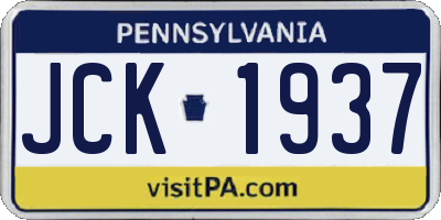 PA license plate JCK1937