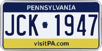 PA license plate JCK1947