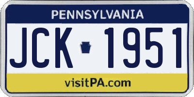 PA license plate JCK1951