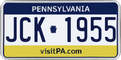 PA license plate JCK1955