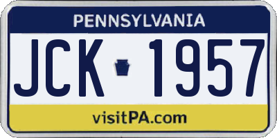 PA license plate JCK1957