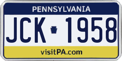 PA license plate JCK1958