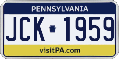 PA license plate JCK1959
