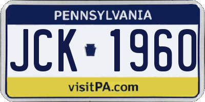 PA license plate JCK1960