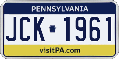 PA license plate JCK1961