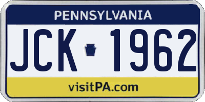 PA license plate JCK1962