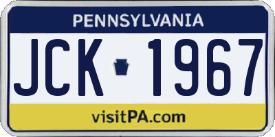 PA license plate JCK1967
