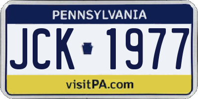 PA license plate JCK1977