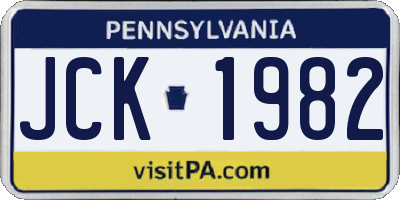 PA license plate JCK1982