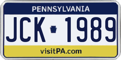 PA license plate JCK1989