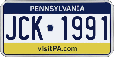 PA license plate JCK1991