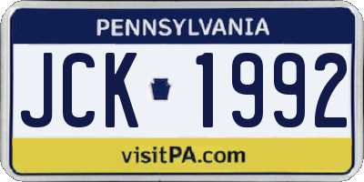 PA license plate JCK1992
