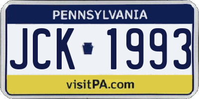 PA license plate JCK1993