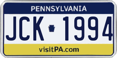 PA license plate JCK1994