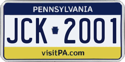 PA license plate JCK2001