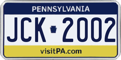 PA license plate JCK2002