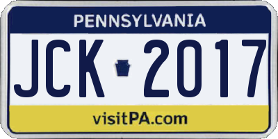 PA license plate JCK2017