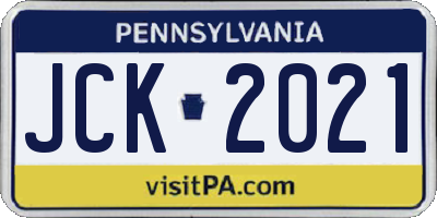 PA license plate JCK2021
