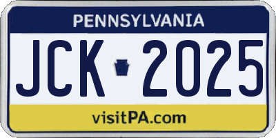 PA license plate JCK2025