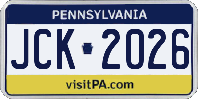 PA license plate JCK2026