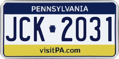 PA license plate JCK2031