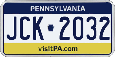 PA license plate JCK2032