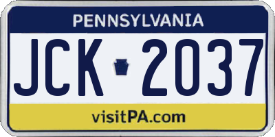 PA license plate JCK2037