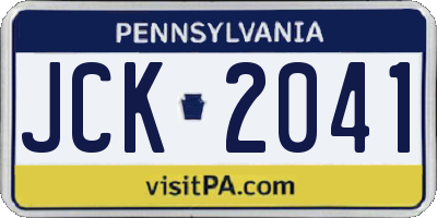 PA license plate JCK2041