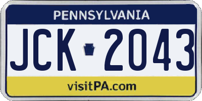 PA license plate JCK2043