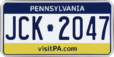PA license plate JCK2047