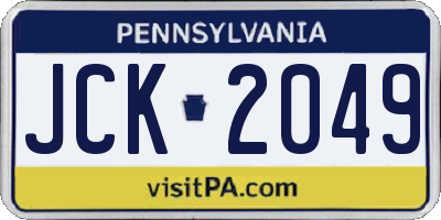 PA license plate JCK2049