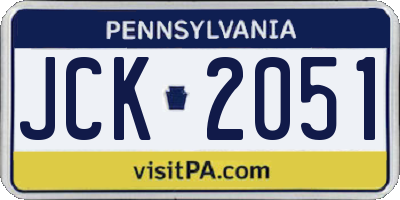 PA license plate JCK2051