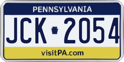 PA license plate JCK2054
