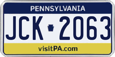 PA license plate JCK2063