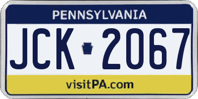 PA license plate JCK2067