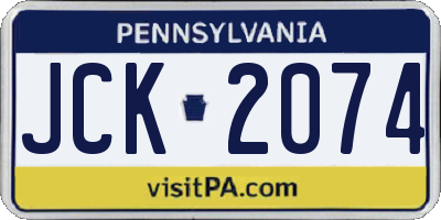 PA license plate JCK2074