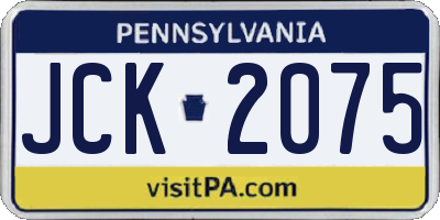 PA license plate JCK2075