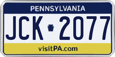 PA license plate JCK2077