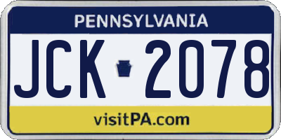 PA license plate JCK2078