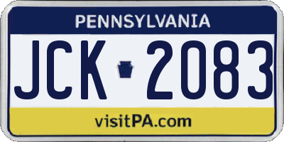 PA license plate JCK2083