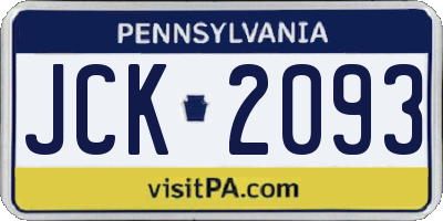 PA license plate JCK2093
