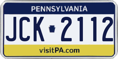 PA license plate JCK2112