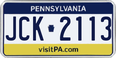 PA license plate JCK2113