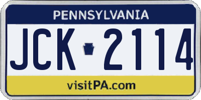 PA license plate JCK2114