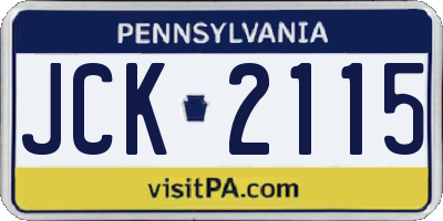 PA license plate JCK2115