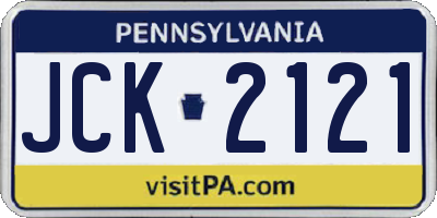 PA license plate JCK2121