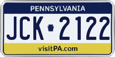 PA license plate JCK2122