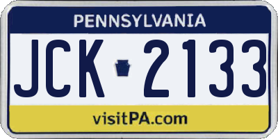 PA license plate JCK2133