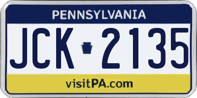 PA license plate JCK2135