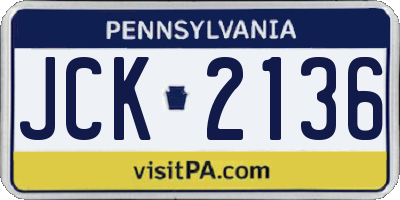 PA license plate JCK2136